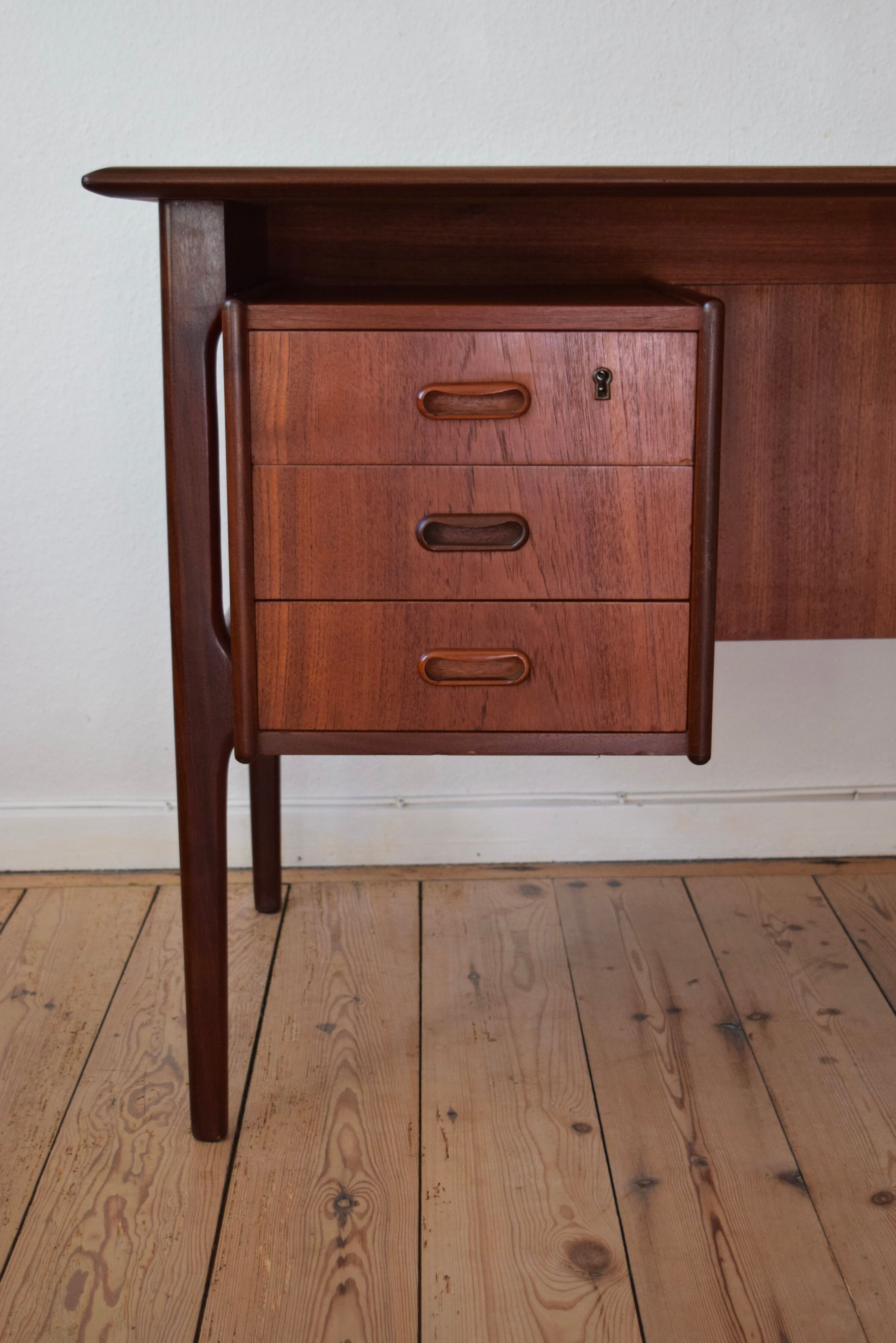 Mid-Century Danish Executive Teak Floating Desk, 1960s.