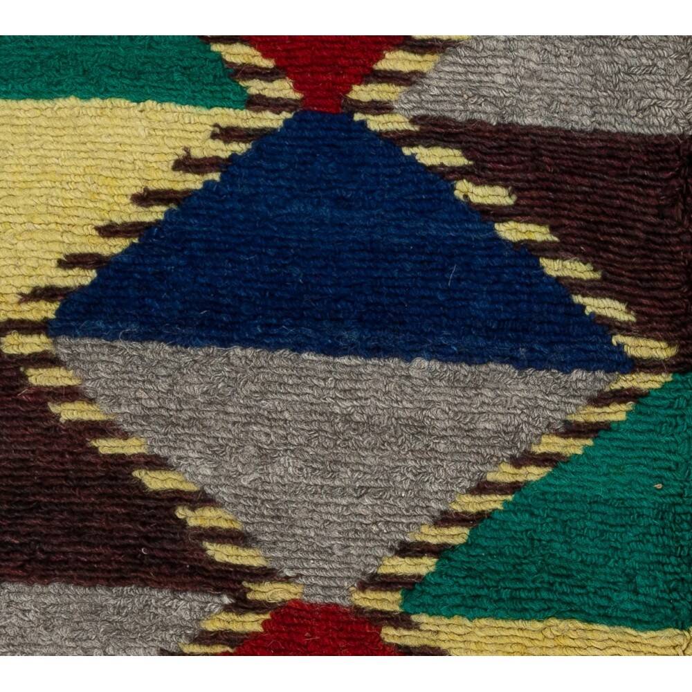 One-of-a-Kind Colorful Vintage Handmade Turkish Tulu Rug with Geometric Design, 100% Wool