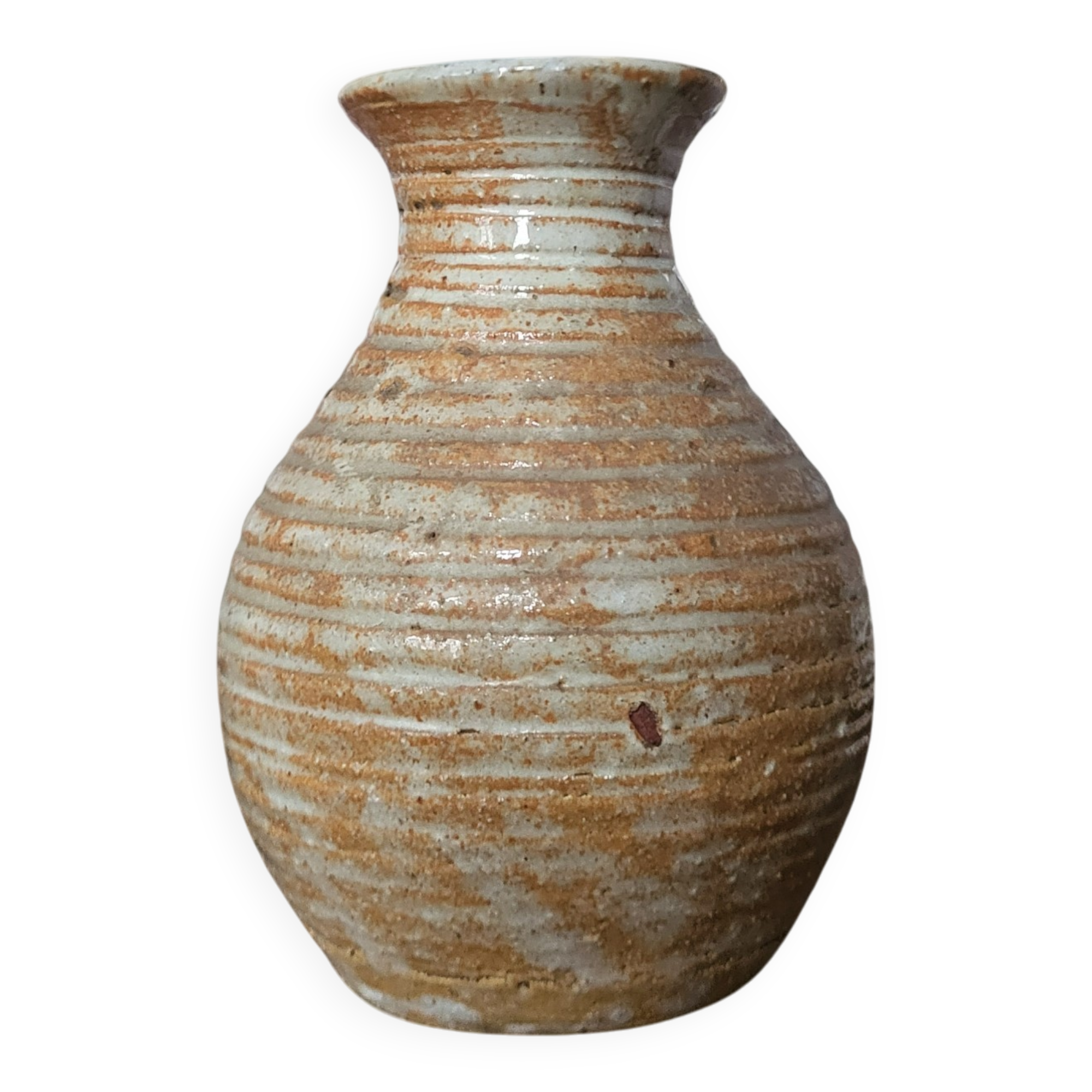 Stoneware vase signed / Puisaye / Lion