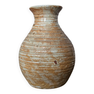 Stoneware vase signed / Puisaye / Lion