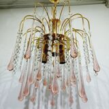 Murano chandelier with pink tassels with 3 lights