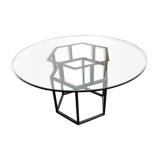 Table Roche Bobois glass and metal of the 80