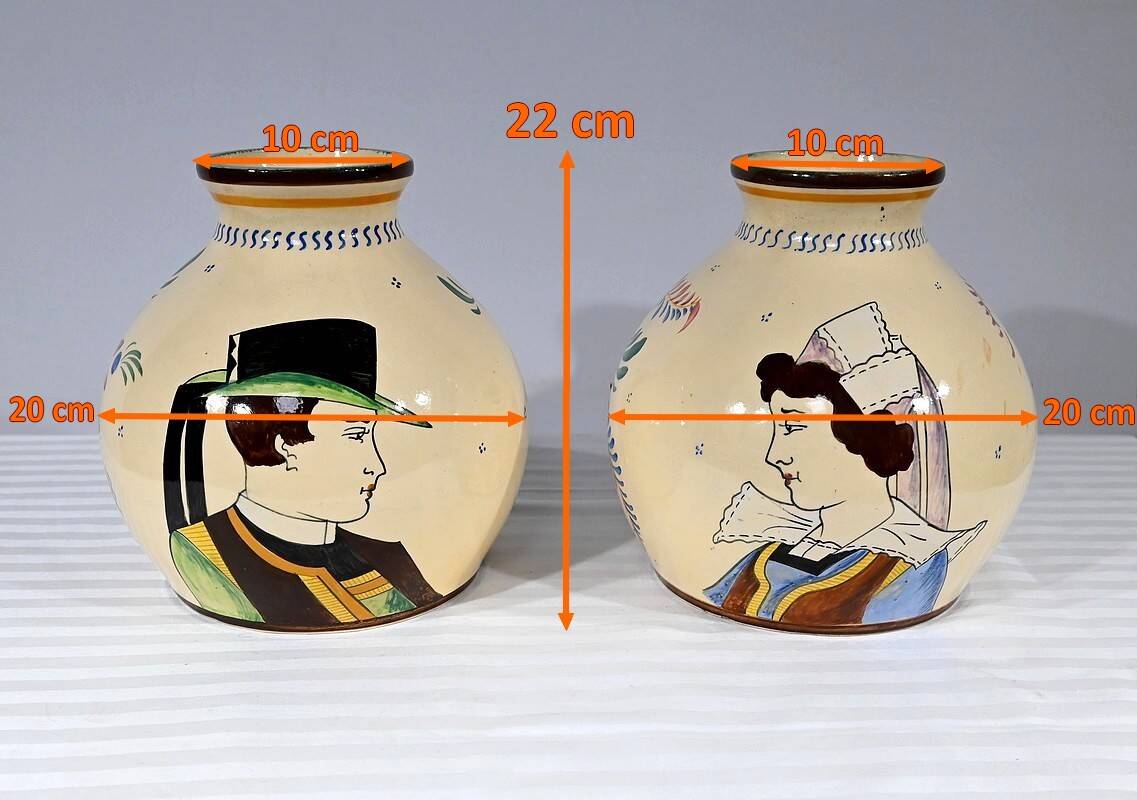Pair of Earthenware Vases, Henriot Quimper – Mid 20th Century