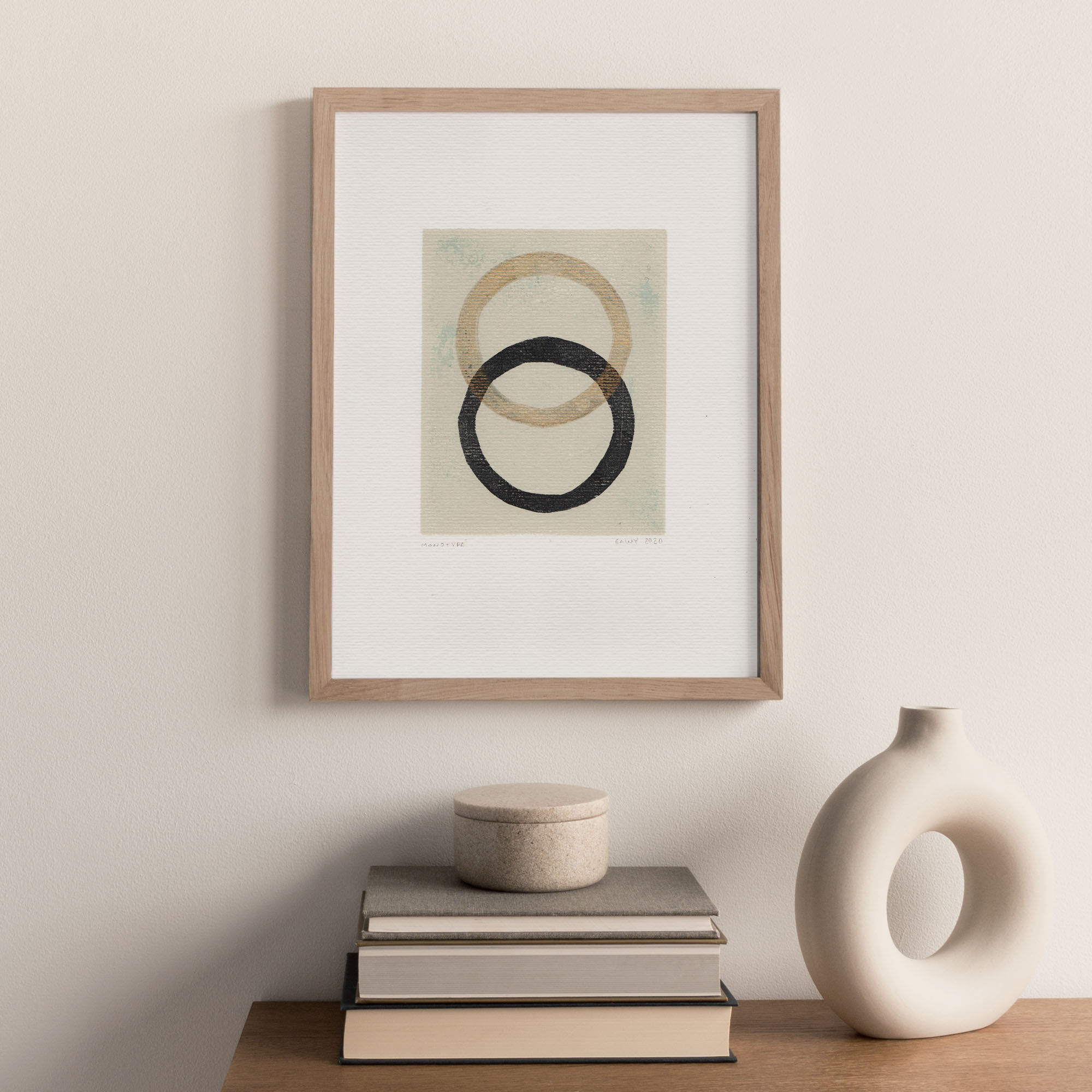 Monotype on paper original dated and signed without the frame