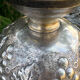 Large silver plated champagne cooler bowl on pedestal with grape