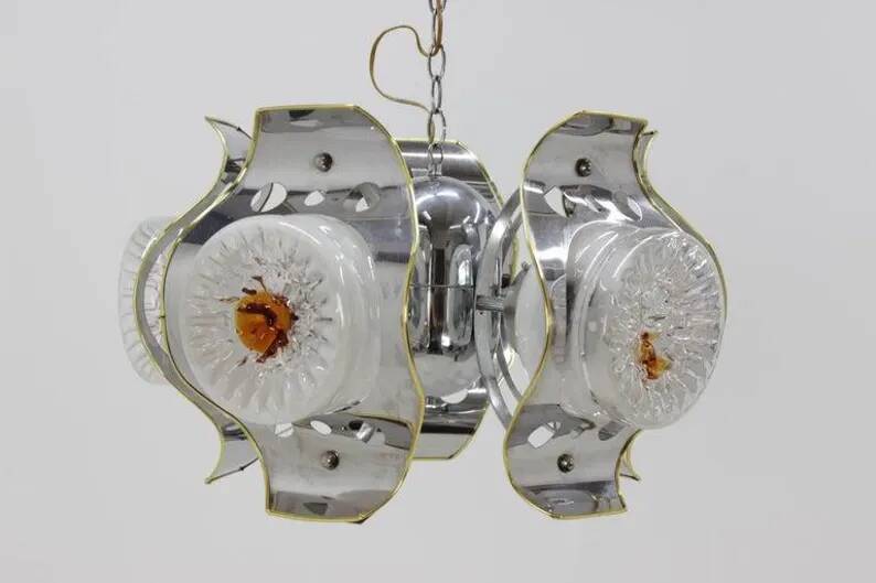 Big Italian Design Murano Mazzega Chandelier, 1970s