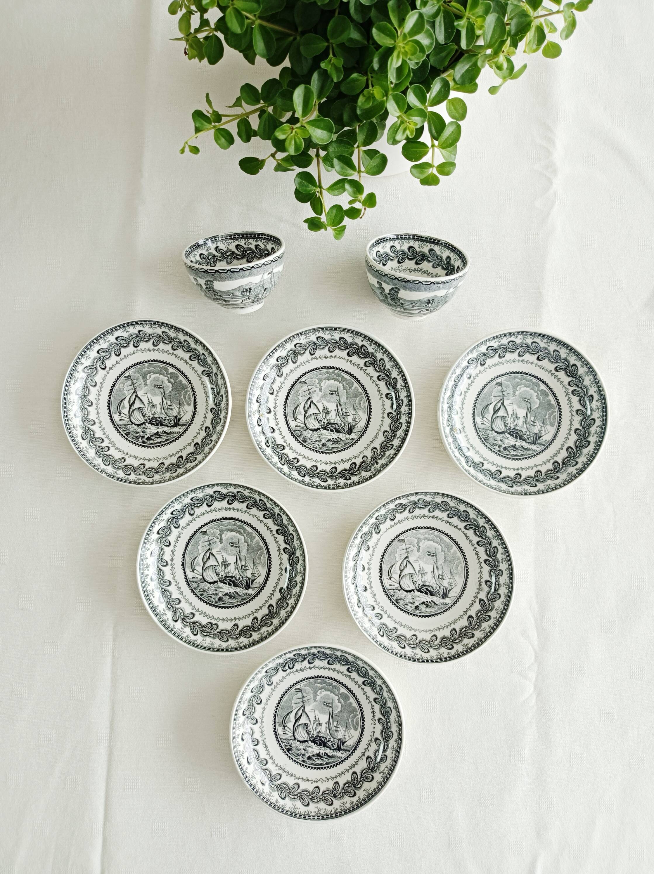 Set of 6 bowls and 2 cups Cappellemans, Jemmapes