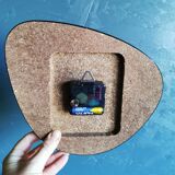 Vintage formica clock asymmetrical silent wall clock "Red Star"