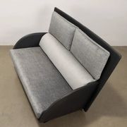 1980s vintage velvet and faux leather sofa with pillowcases, Italy.