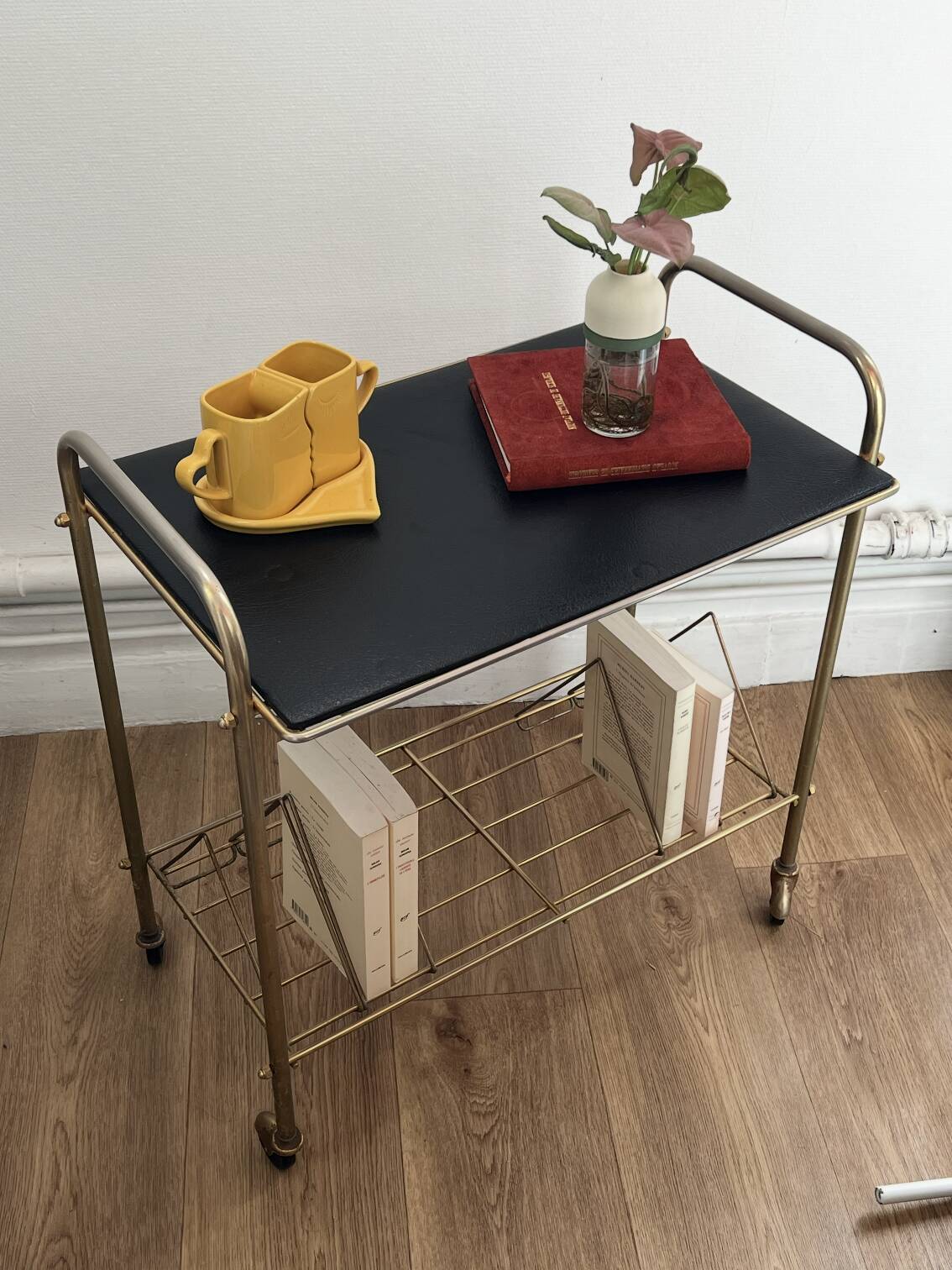 Vintage serving cart on wheels