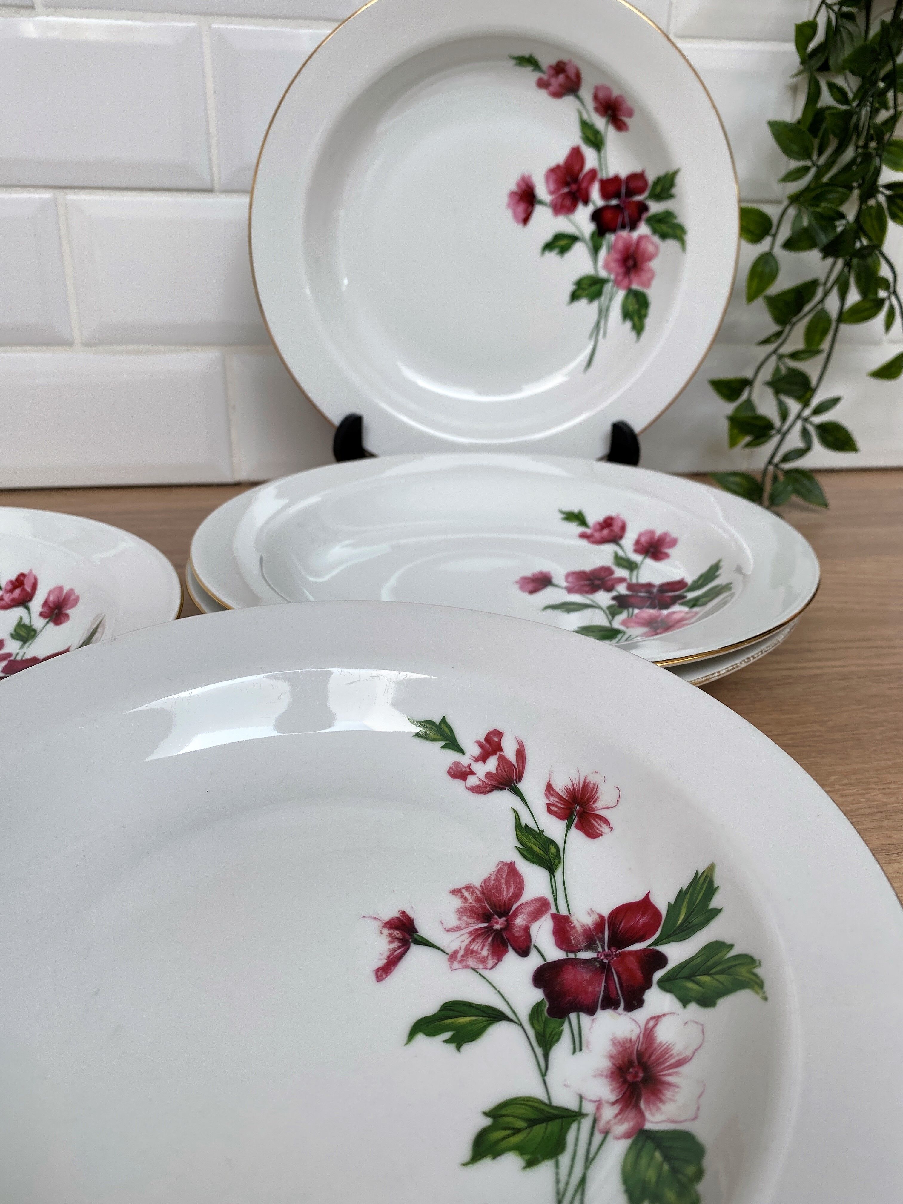 Set of 5 hollow porcelain plates