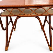 Table vintage en rotin et bambou courbé – Années 1960-1970