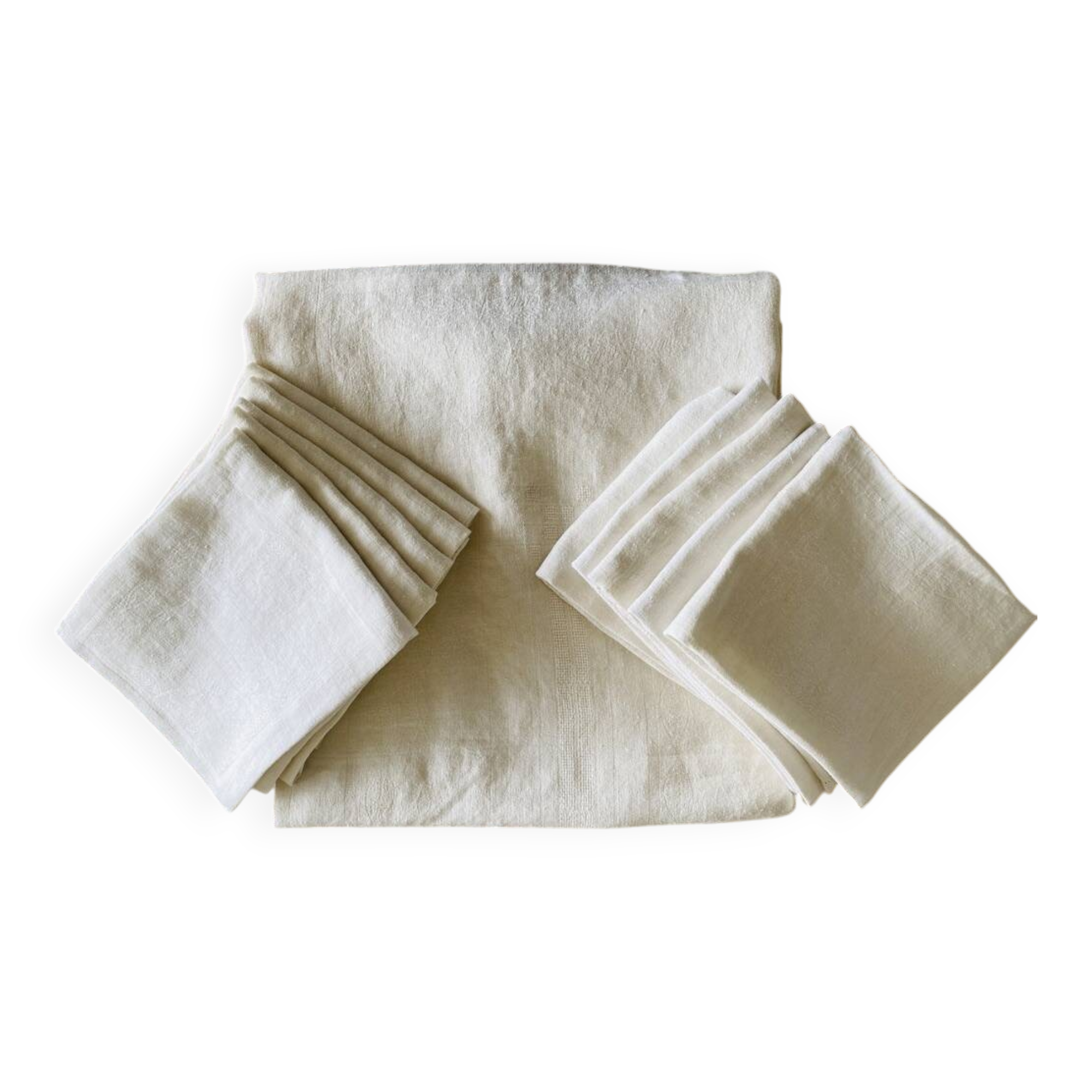 Antique damask tablecloth and its 10 napkins - 220x150 - Métis