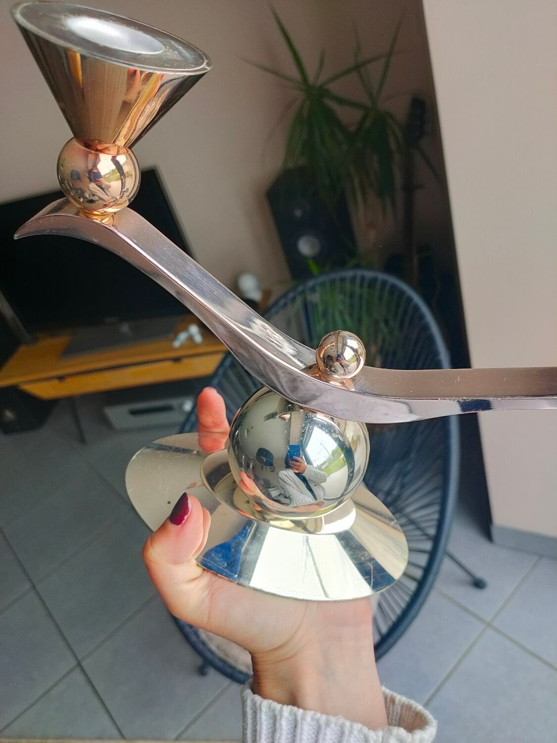 Bougeoir argenté double feux
