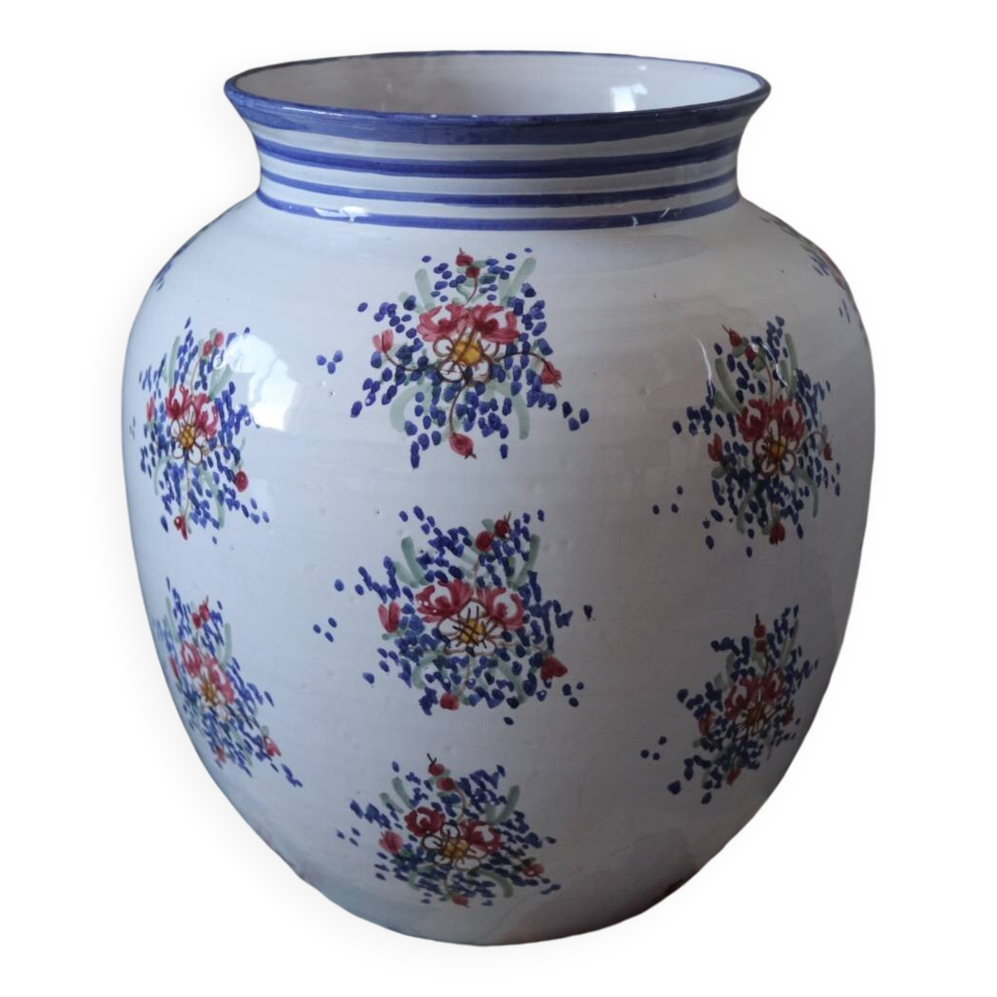 Large painted ceramic flower vase