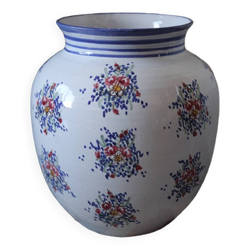 Grand vase peint fleuri en céramique