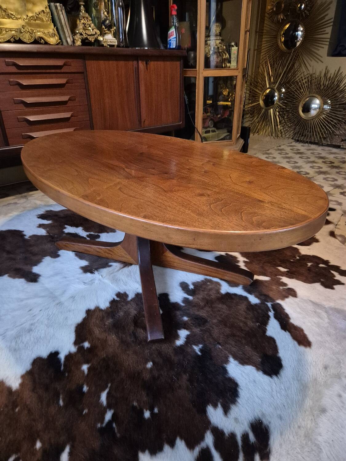 Baumann oval coffee table in teak 1950s vintage