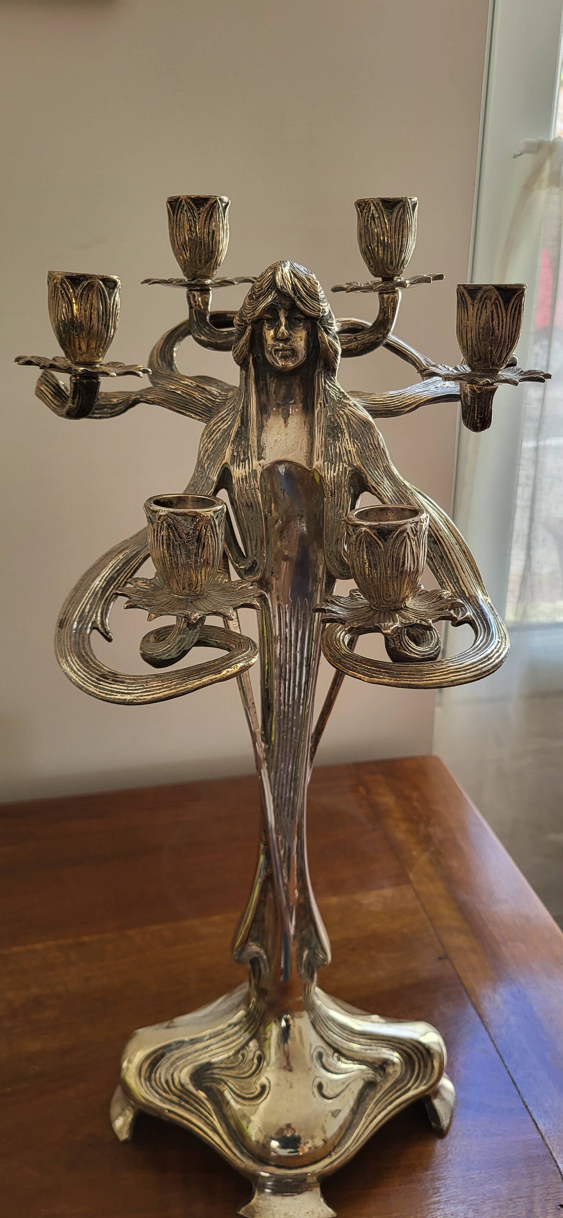 Chandelier à 6 branches art nouveau