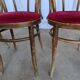 Set of 4 Vintage Bentwood Bistro Chairs, Red Upholstery