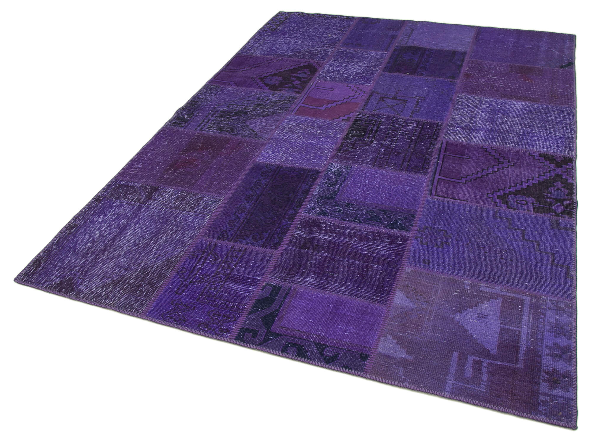Handmade anatolian vintage 171 cm x 241 cm purple patchwork carpet