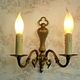 French vintage traditional double brass wall sconce scrolled arms