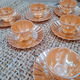 Coffee set 6 cups and sub-cups Termocrisa Mexico Pêche