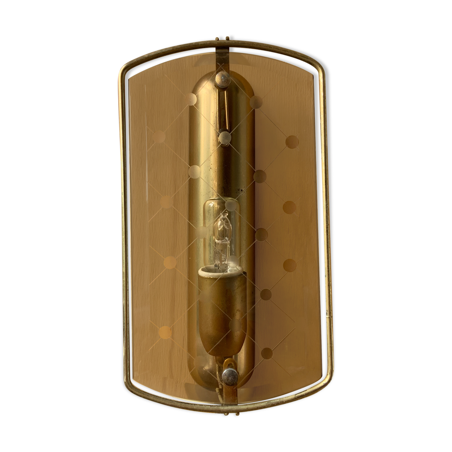 Brass wall lamp and smoked glass