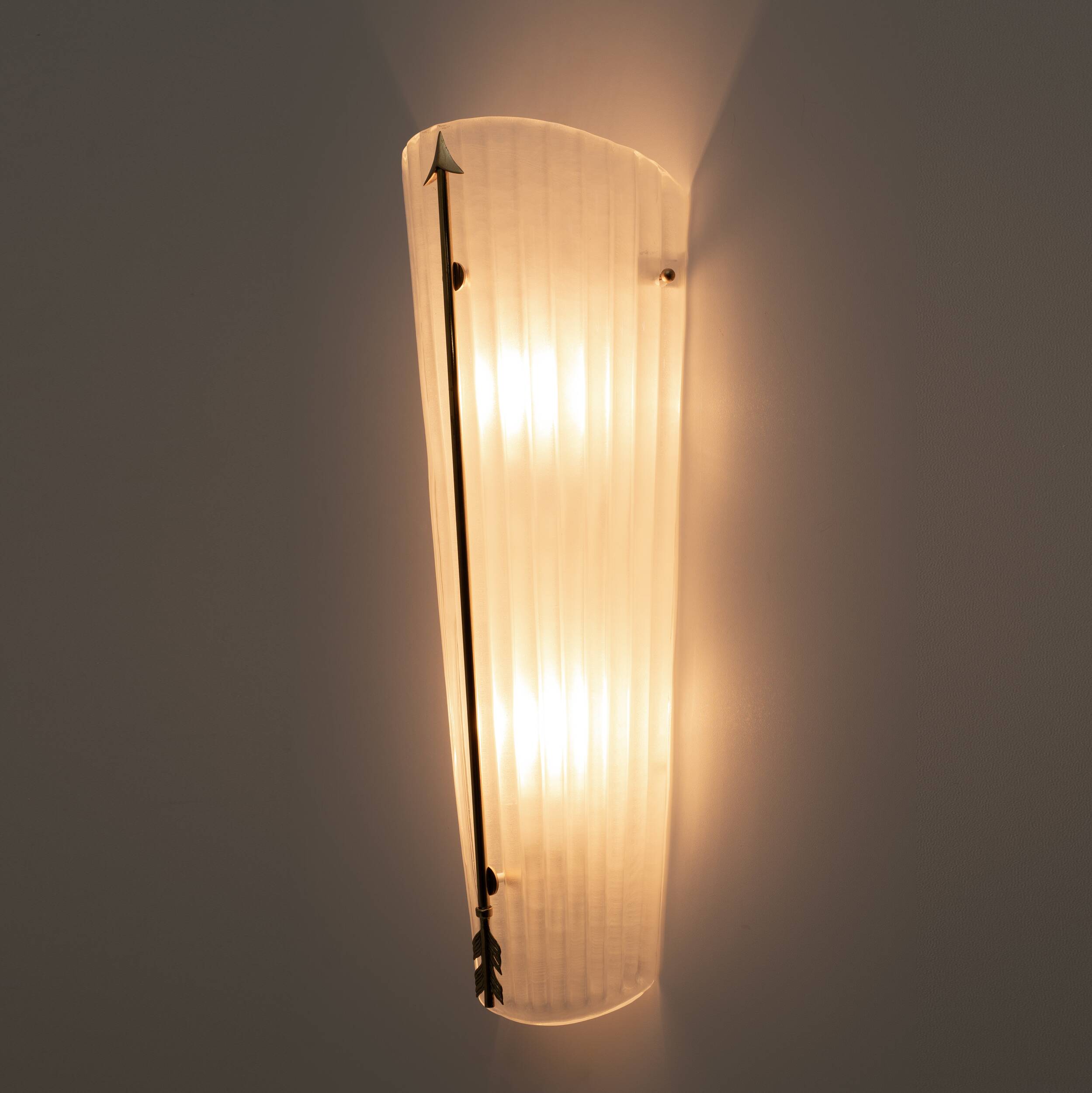 Pair of Mid-century Modern Style Italian Murano Glass and Brass Sconces