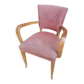 Art Deco Bridge armchair in wood and fabric