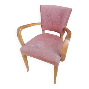 Art Deco Bridge armchair in wood and fabric