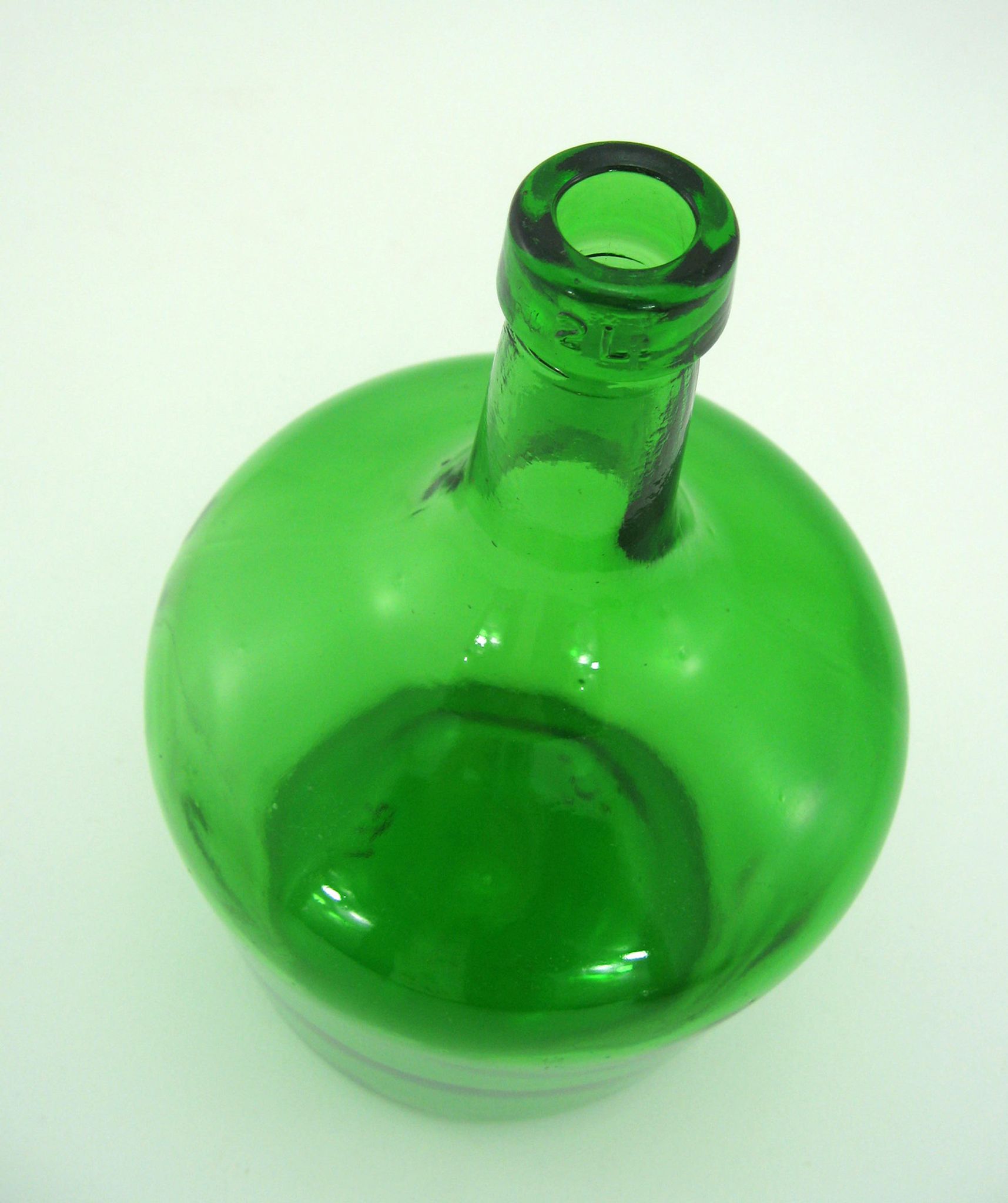 Lady-jeanne bottle-green glass canister - 2 litre capacity - vintage 70s