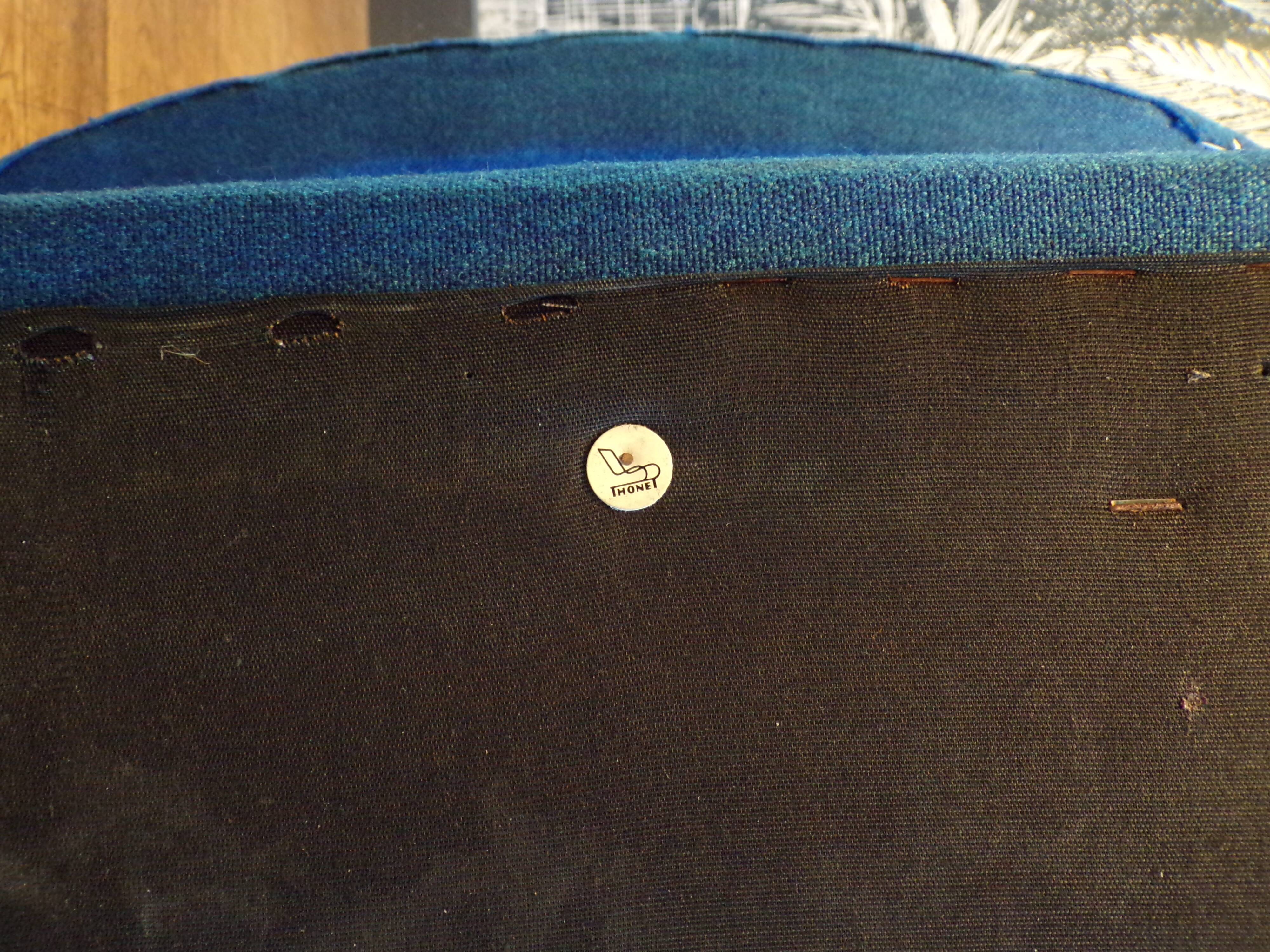 Thonet 1960s armchair in blue jersey