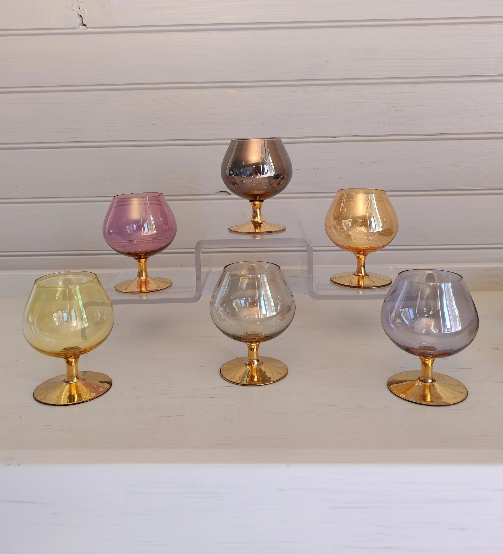 6 vintage cognac glasses