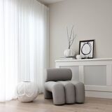 Pair of contemporary armchairs - taupe color - sun-resistant fabric