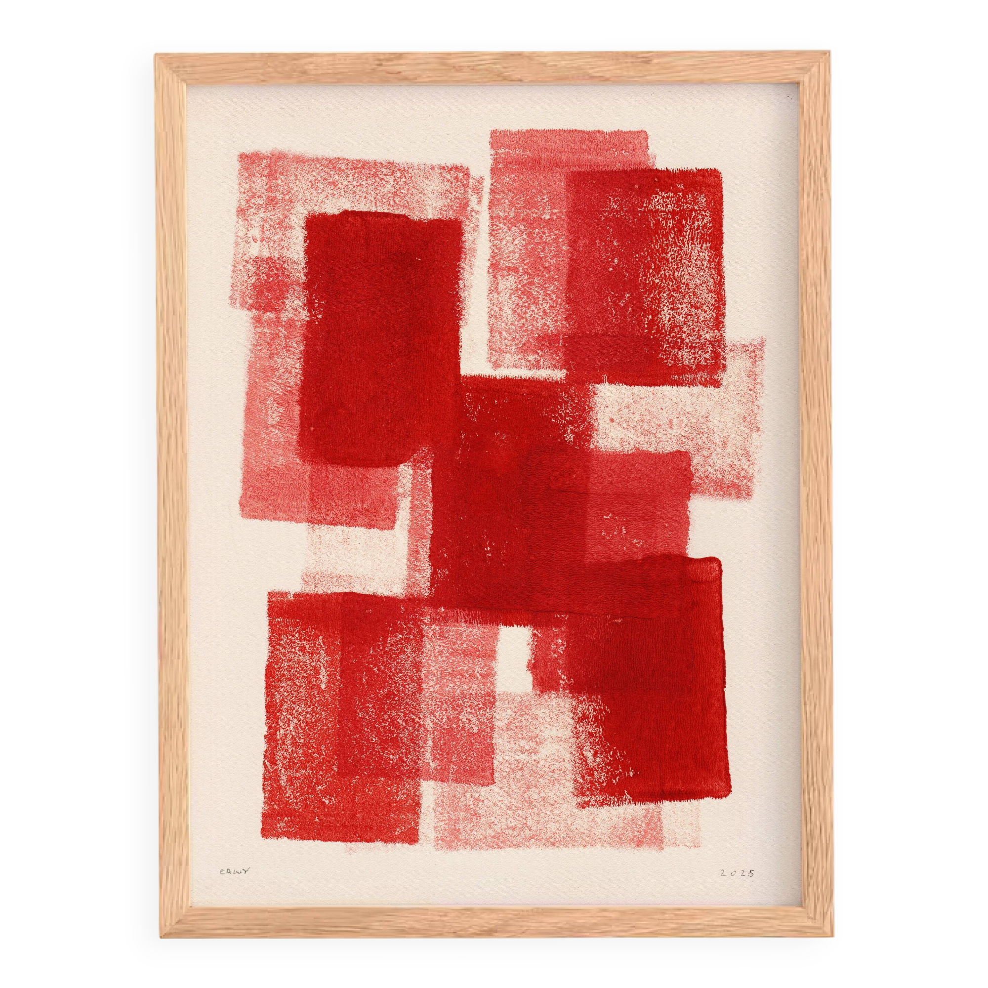 red abstract painting - painting b244 signed eawy