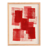 peinture abstraite rouge - tableau b244 signé eawy