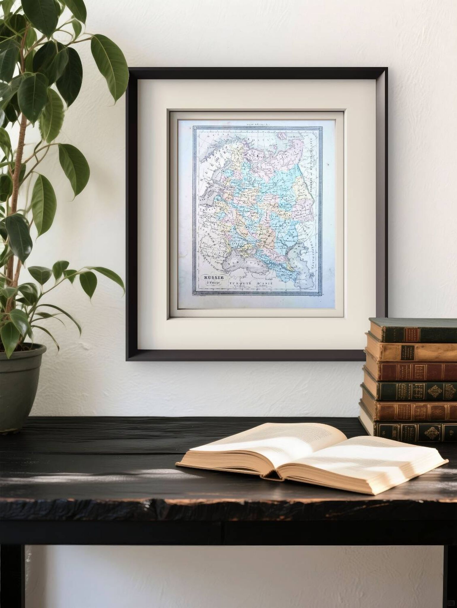 Russia, old map, printed in 1852.