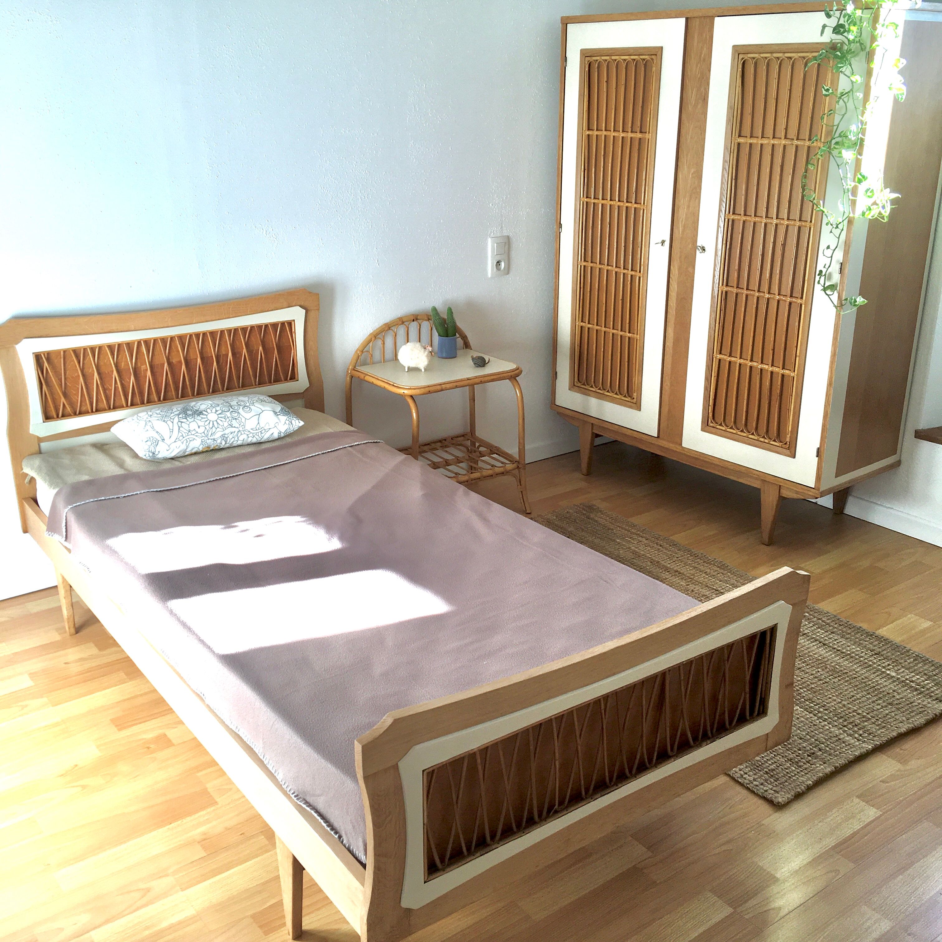 Wood and rattan cabinet