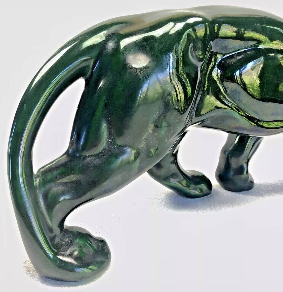 Ancienne statue statue lionne tigre Art Déco 1930 craquelé Saint Clément