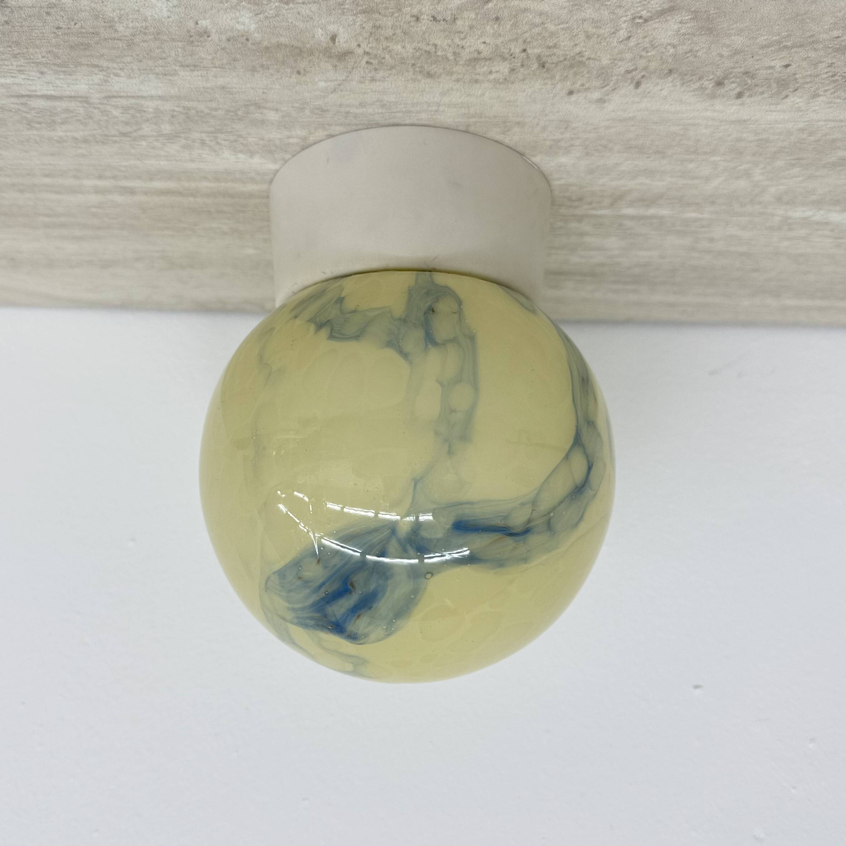 Thabur art deco marbled glass ceiling lamp , 1930s the Netherlands