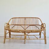 Banquette ancienne en rotin