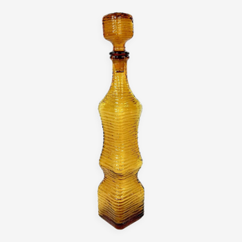 Amber yellow Genie bottle in Empoli glass, Italy, Mid Century