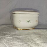 Antique butter dish in faience – Bird decoration – Late 19th / early 20th century