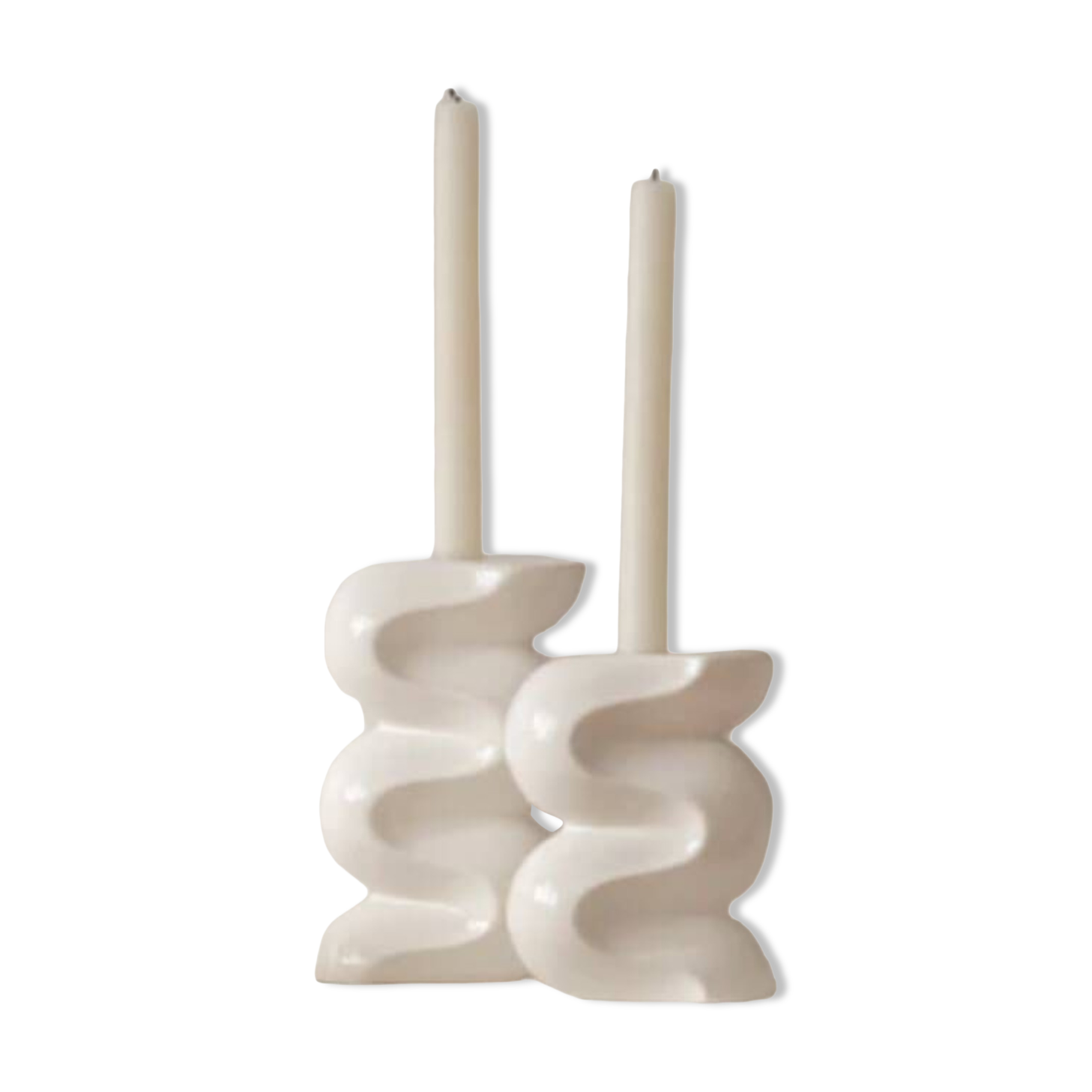Duo of candle holders - CREAM WHITE