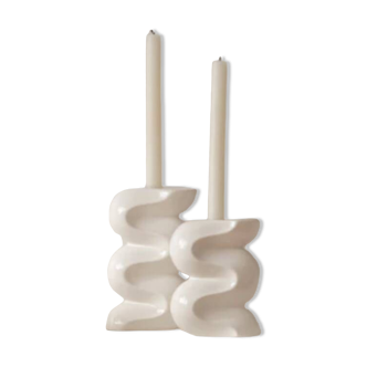 Duo of candle holders - CREAM WHITE