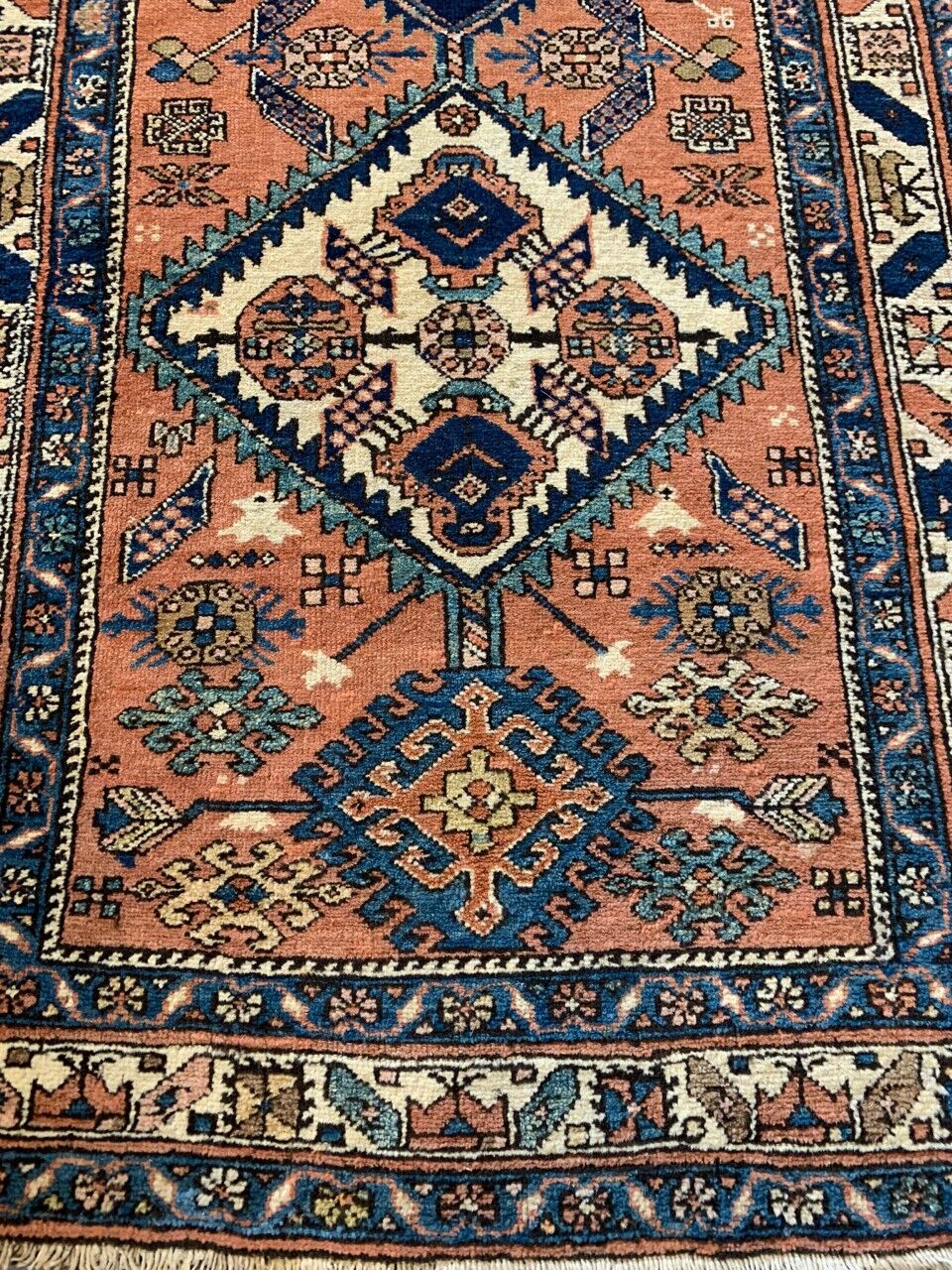 Antique handmade Heriz Karaja rug