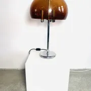 Mid-Century Chromed Mushroom Table Lamp With Acrylic Shade, Europe 1970S