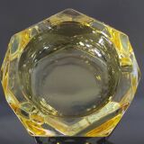Vintage yellow faceted glass ashtray