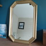 Hexagonal mirror carved wood frame gilded 61x35cm