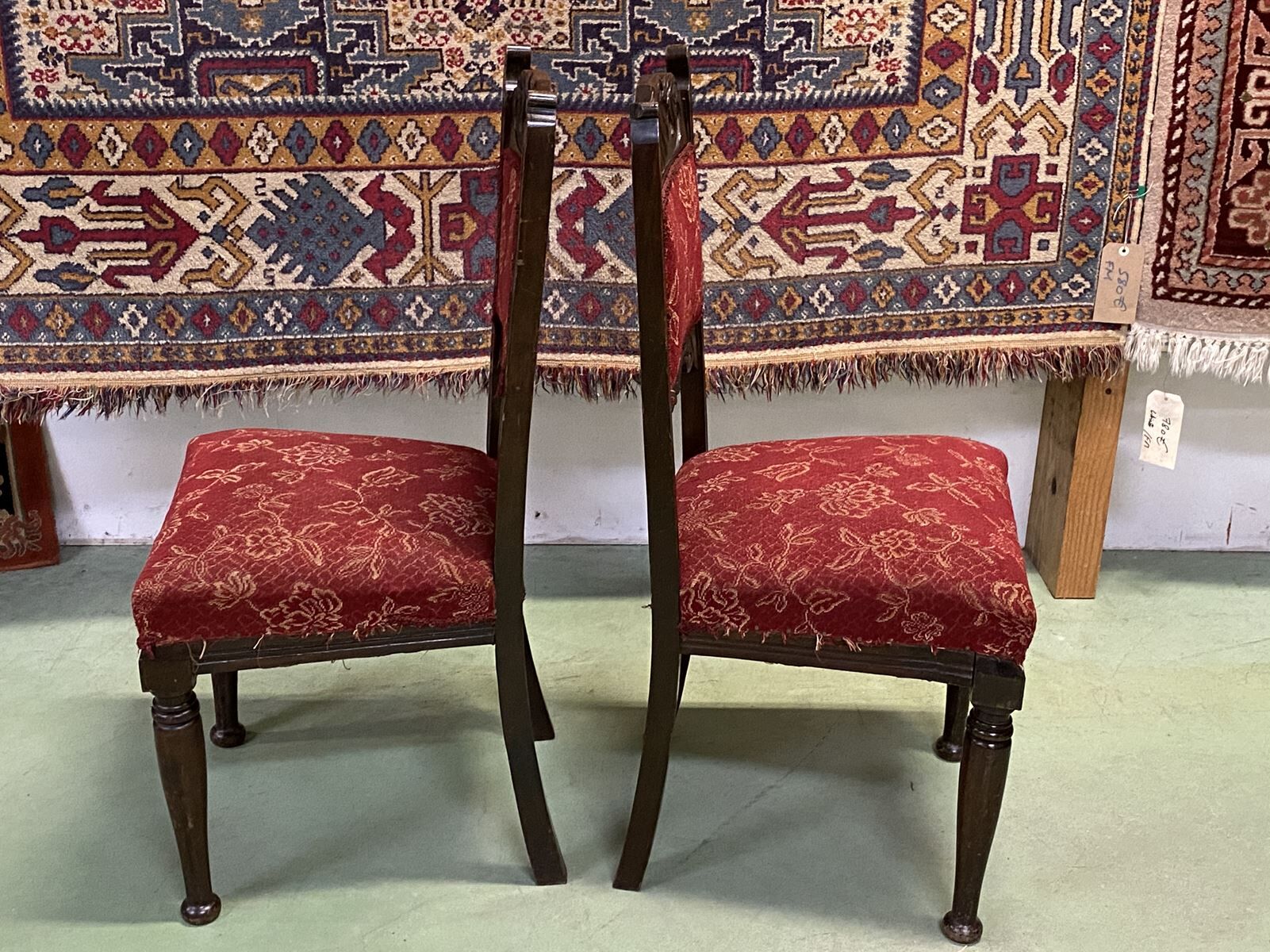 Pair of English Art Nouveau chairs in oak